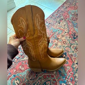 Western tall boots. Low heel. Never worn